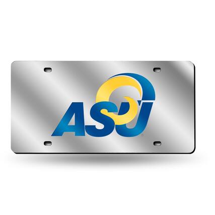 Front. Rico Industries - Angelo State Rams Mirrored Laser Cut License Plate Laser Tag - Multi.