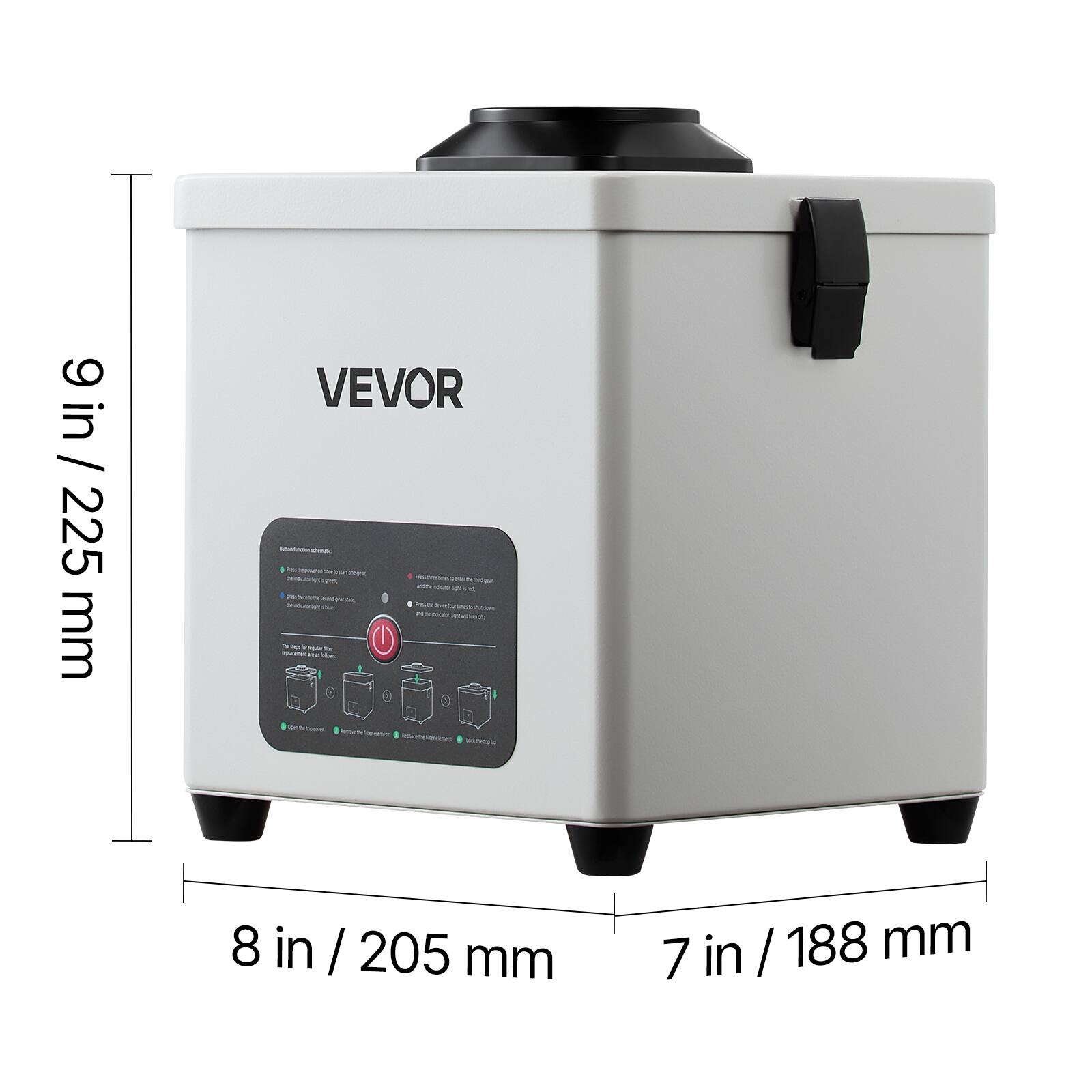 6 in / 9 in / 225 mm  
VEVOR  
PA  
NL  
8 in / 205 mm  
7 in / 188 mm