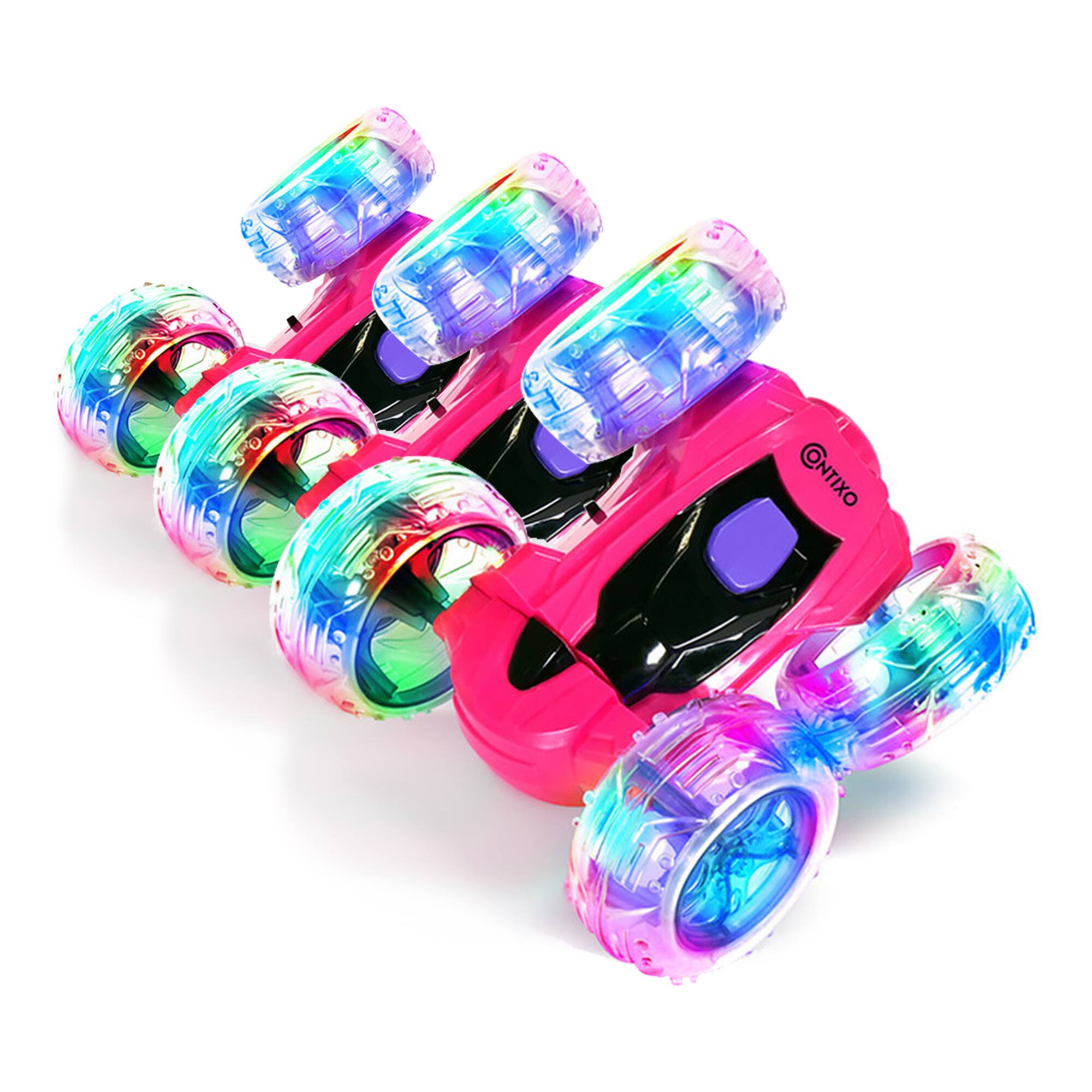 Front. Contixo - SC3 RC Flip Racer Stunt Car – 4WD Double‑Sided 360° Flip & Gesture Wristband 3-Pack.