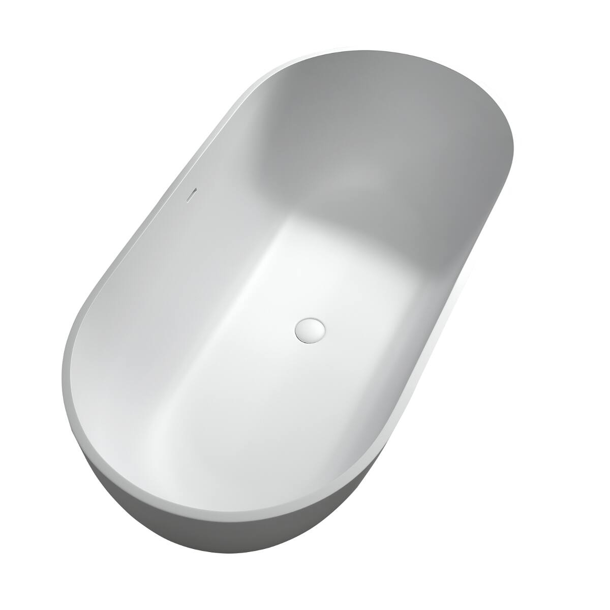 Loheer 59 Inch Solid Surface Freestanding Soaking Bathtub, Deep Soak ...