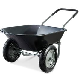 Best Choice Products - Dual-Wheel Home Wheelbarrow Yard Garden Cart for Lawn, Construction - Stone Black
