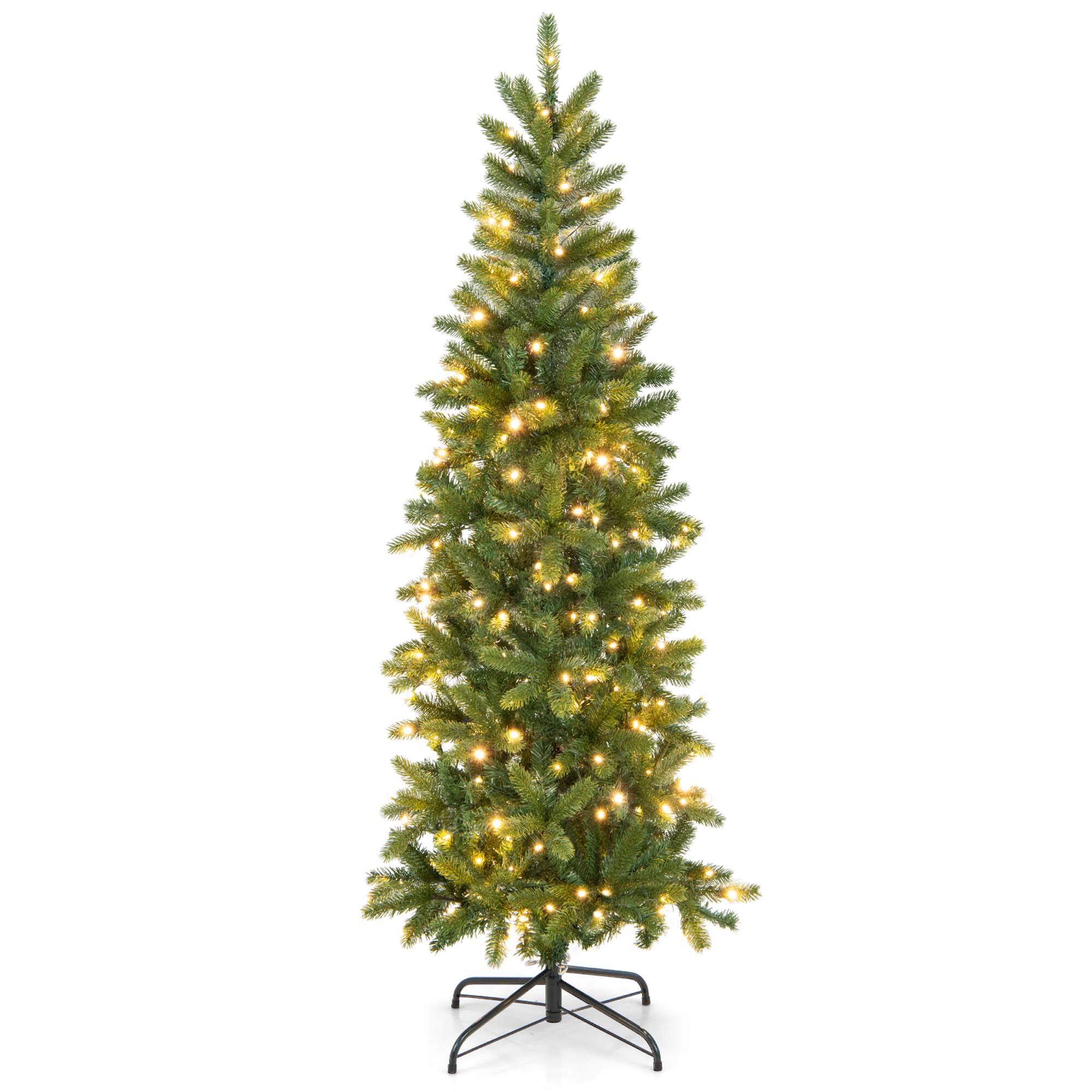 Alt View 19. Costway - 5FT Pre-Lit Hinged Artificial Christmas Tree with 390 Tips & 180 Multicolor Lights - Green.