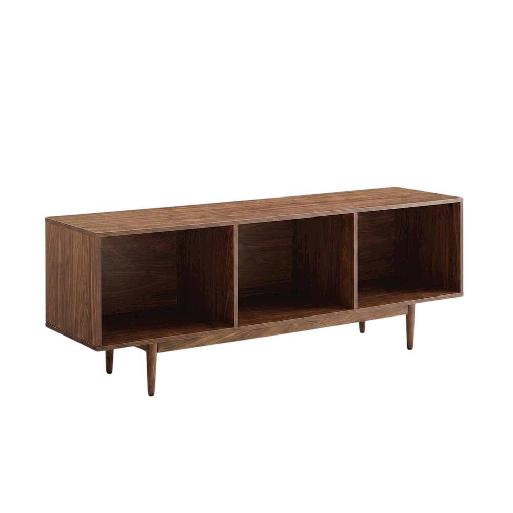 Back. FurniFact - Large vinyl storage console with sturdy construction and versatile design - Walnut.