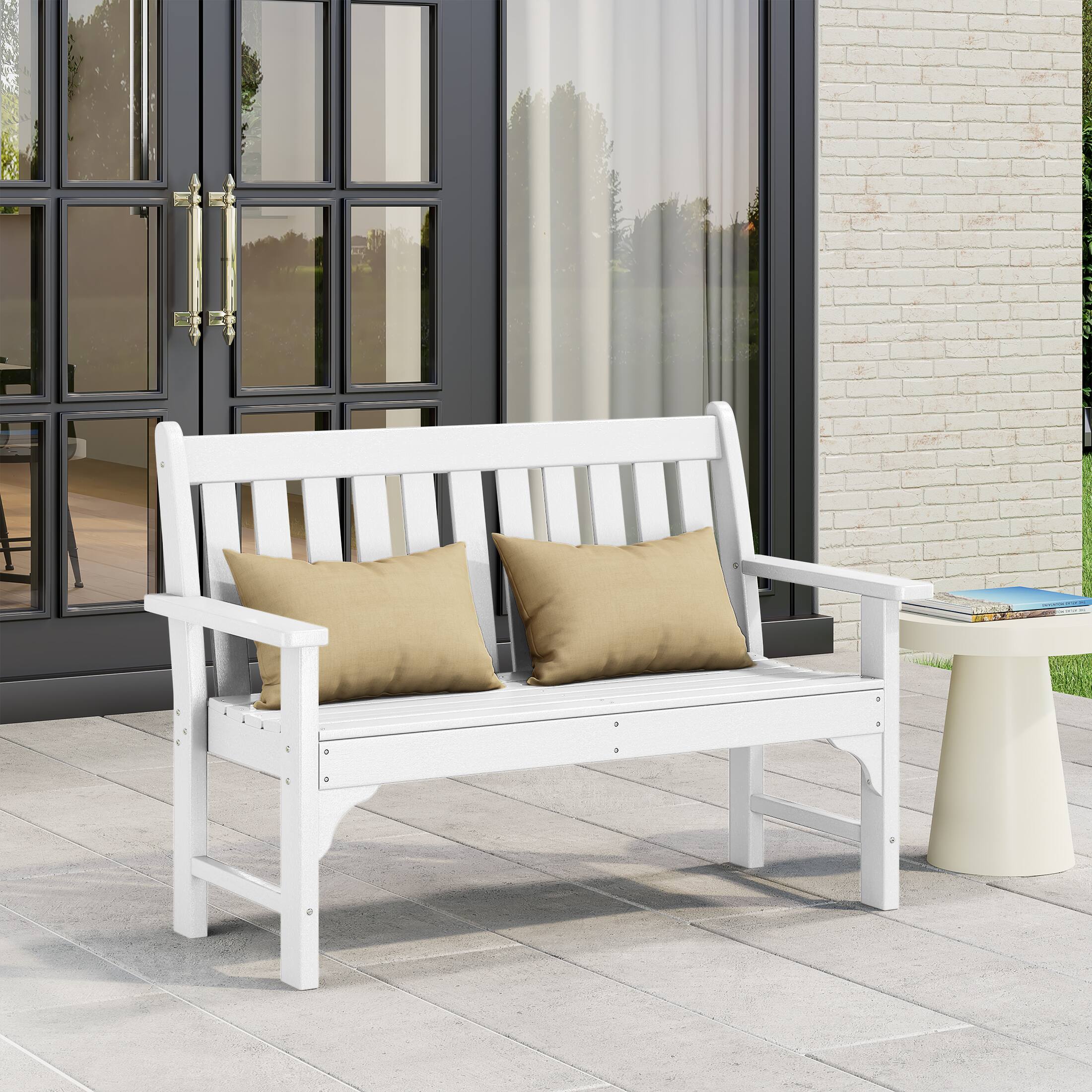 Angle. WestinTrends - WestinTrends Malibu Outdoor 2-Person All-Weather HDPE Front Porch Garden Bench - White.