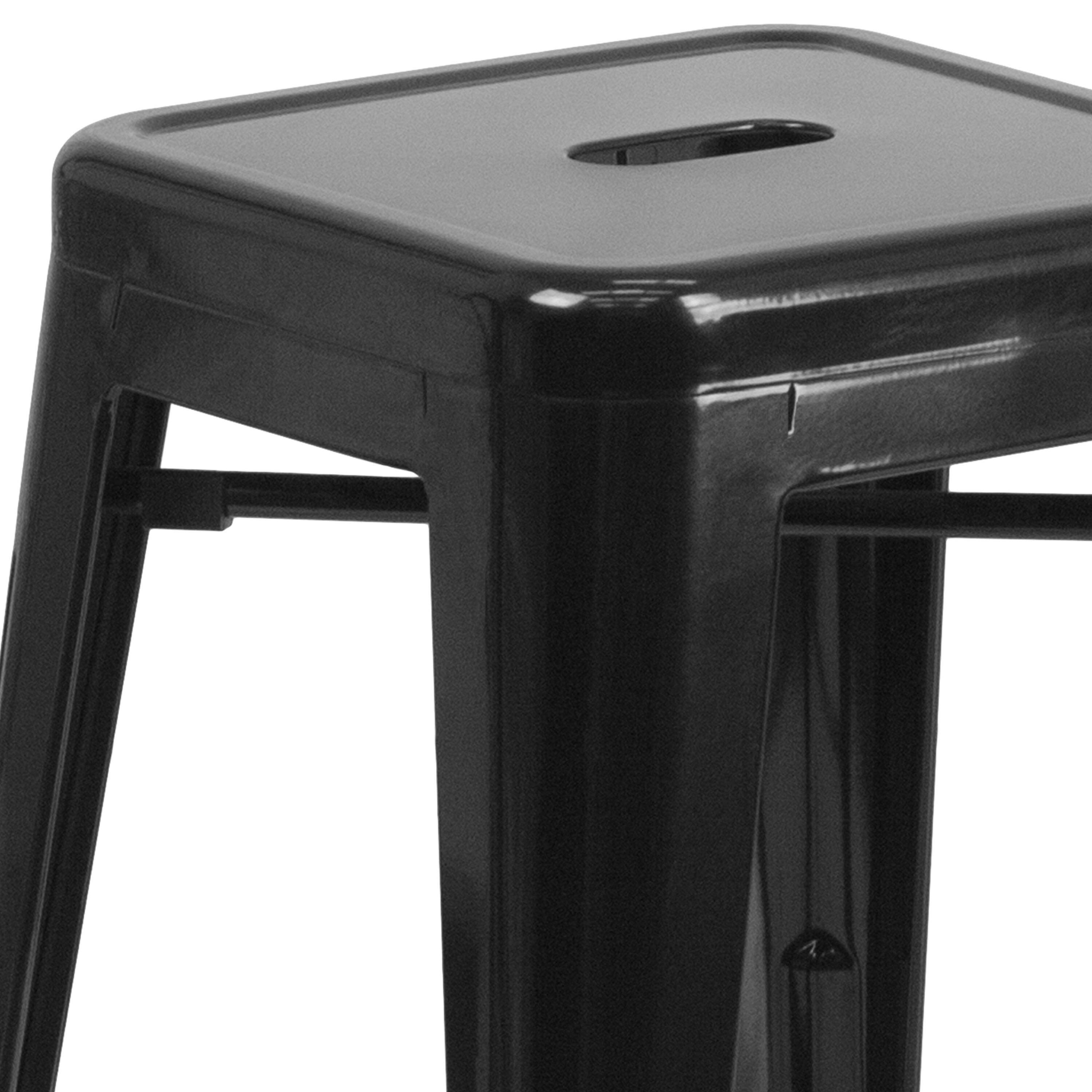Alt View 17. Alamont Home - Lily Commercial Grade 30"H Backless Black Metal Indoor-Outdoor Barstool, Square - Black.