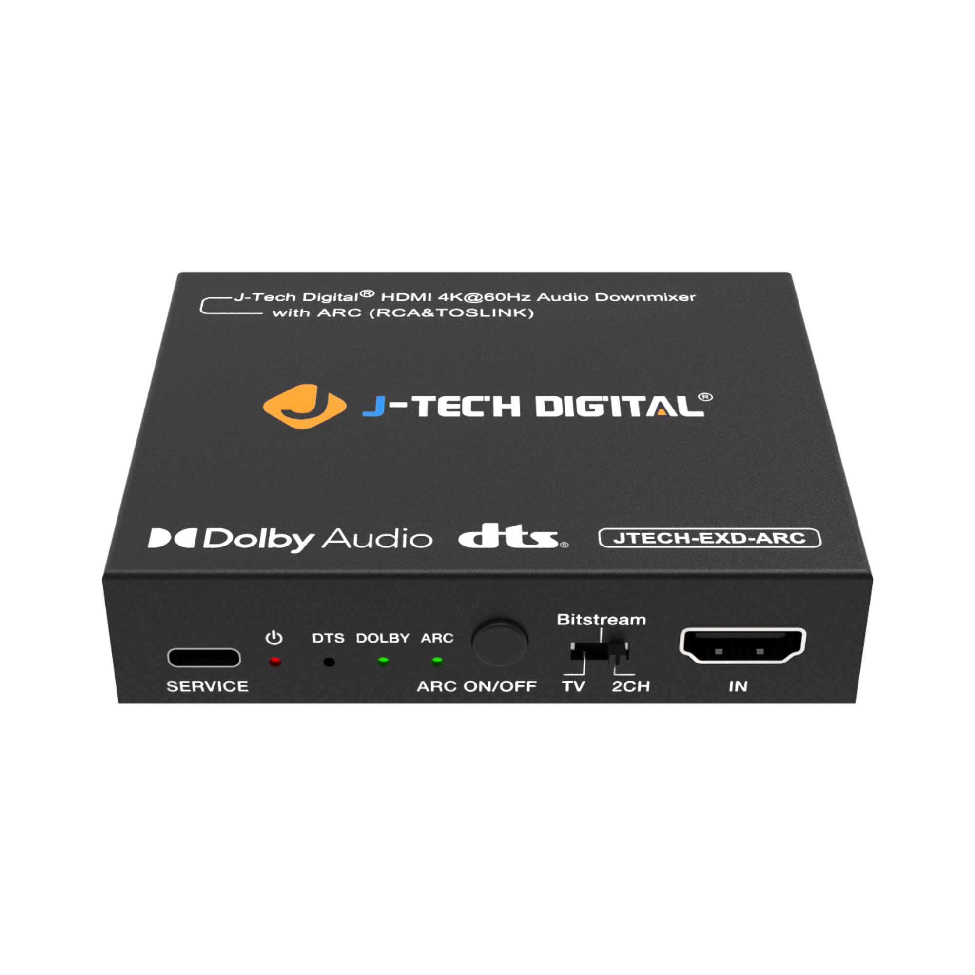 J-Tech Digital - 4K 60Hz HDMI Audio Extractor w/ HDMI-ARC & Audio Downmix Function - Black