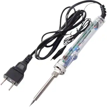 Front. Stock Preferred - 60W Adjustable Temperature Electric Soldering Iron - Black/Silver.