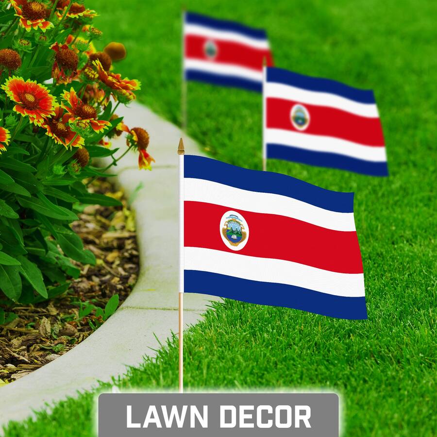 Costa Rica Fish Flags G128 12 Pack Costa Rica Handheld Stick Flags — 8 x 12 in Printed 150D ...