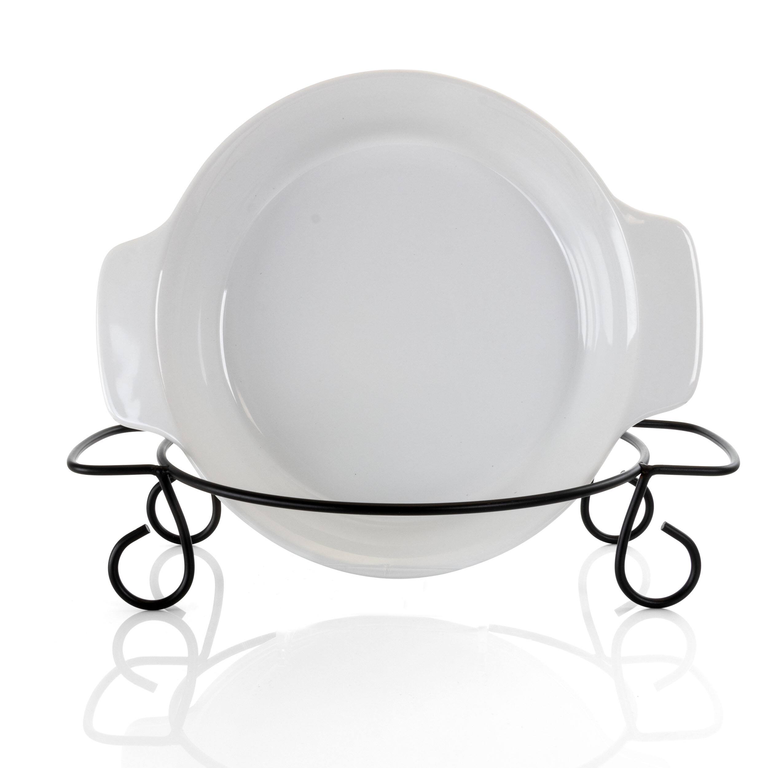 Gibson - Elite Gracious Dining 2 Piece Stoneware Bakeware with Metal Rack - White - Thumbnail 5
