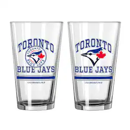 Logo Brands - Toronto Blue Jays 16oz. Pint Glass Two Pack - Multicolor