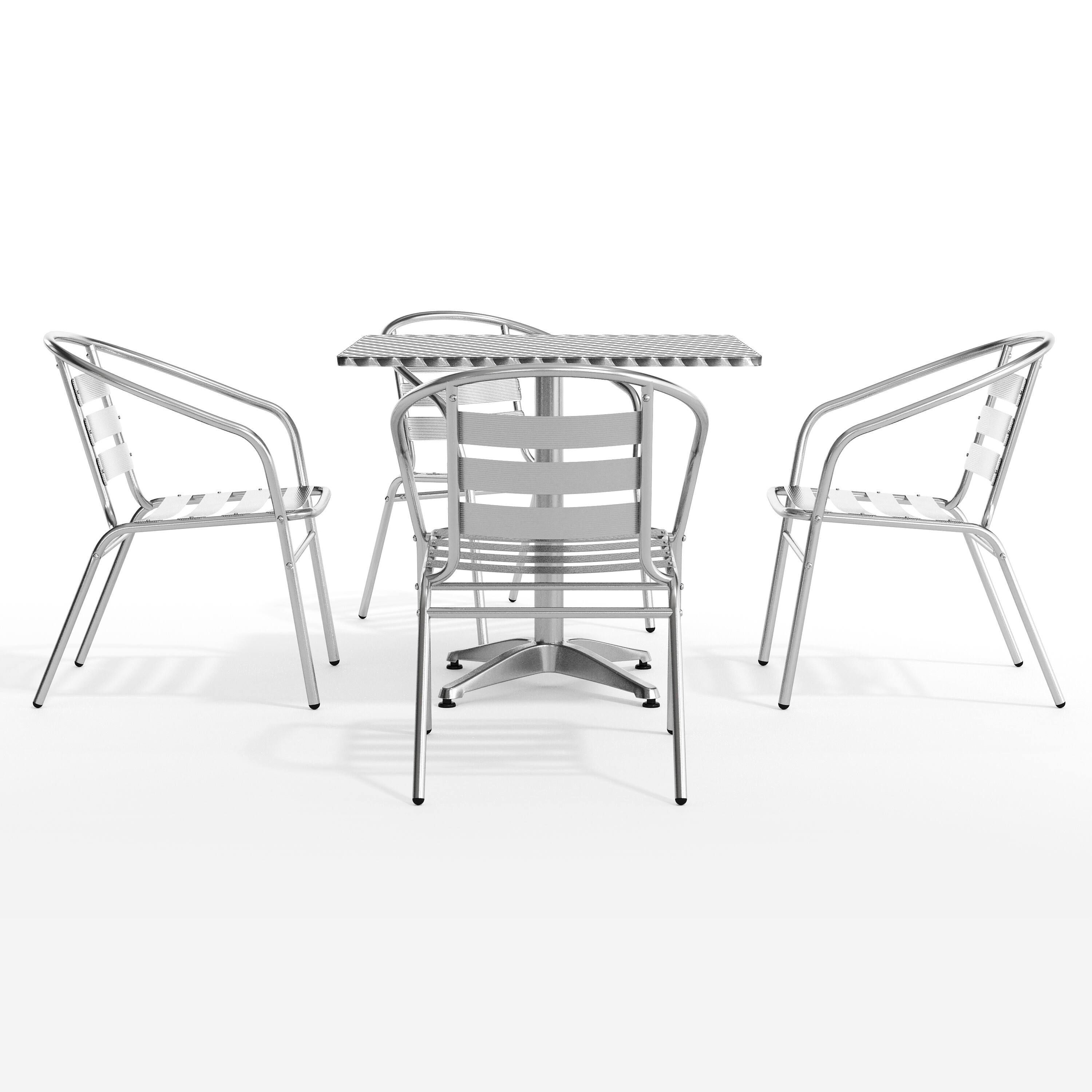 Alt View 8. Emma + Oliver - 31.5'' Square Aluminum Indoor-Outdoor Table Set with 4 Slat Back Chairs - Aluminum.
