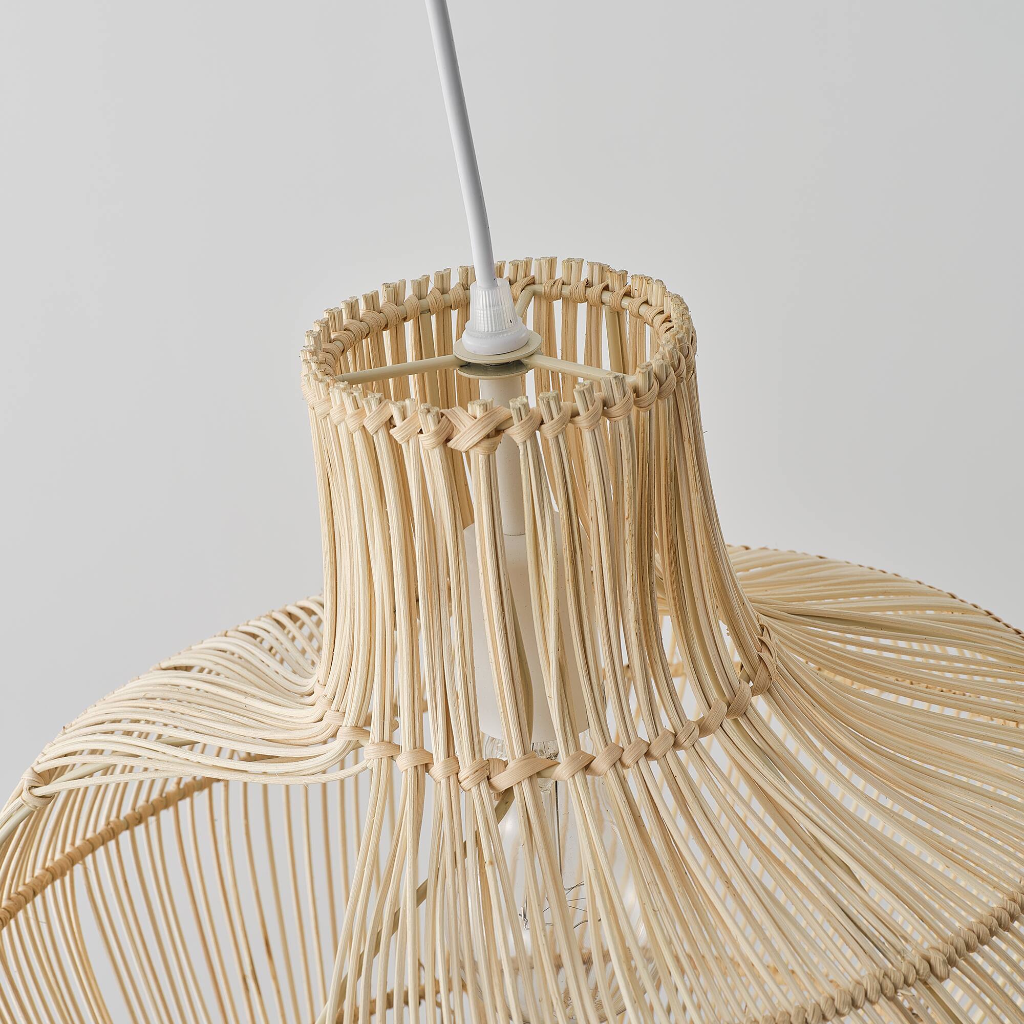 Alt View 7. Vaczon - Bohemian Rattan Gourd Pendant Chandelier – Fixed Hanging Line Ceiling Light for Home Decor and Ambient Lighting - Light Beige.