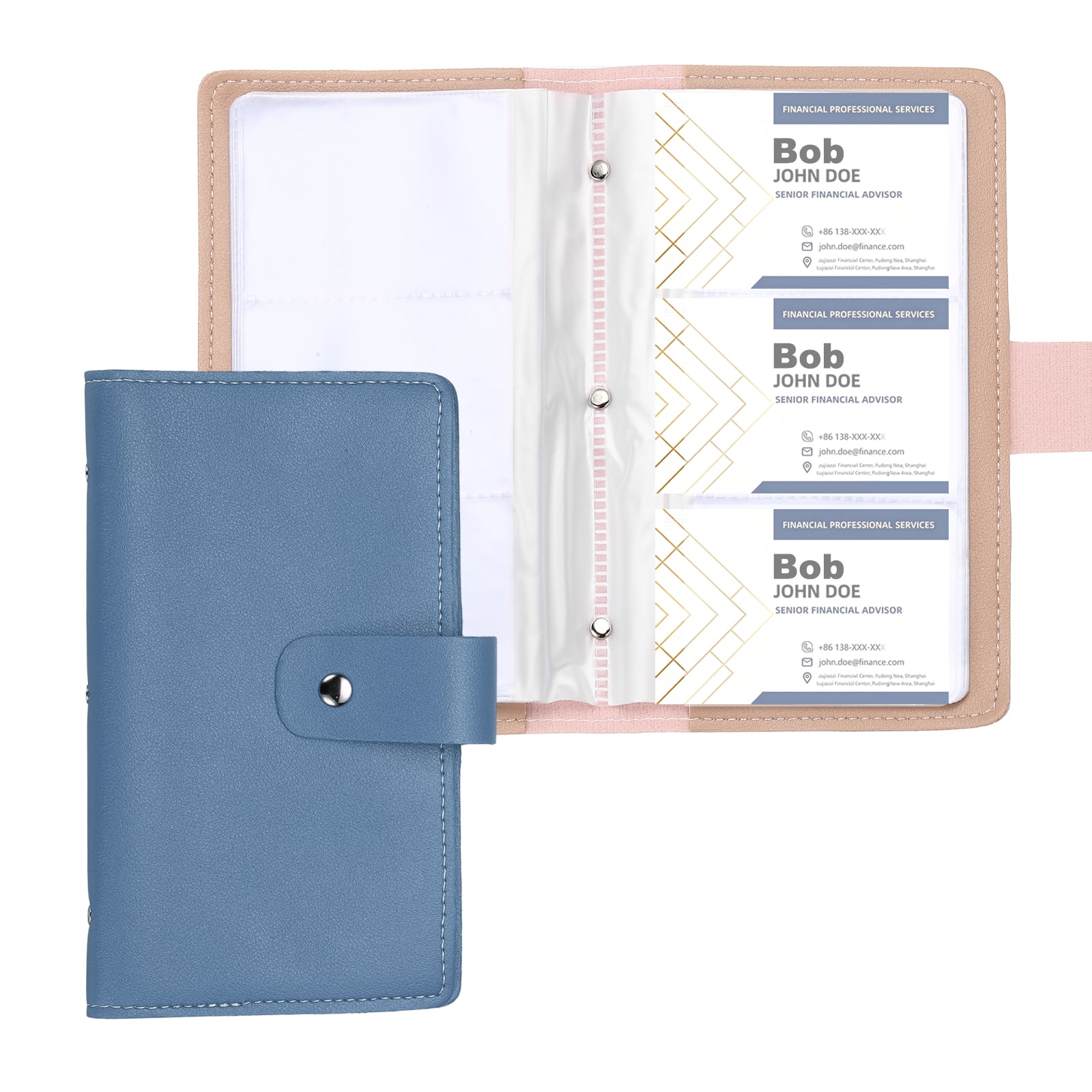 "Unique Bargains - Business Card Holder 7x4"" Leather, 2pcs Professional, 96-Capacity Organizer Binder Booklet Storage for Credit ID - Pink/Blue" price history on PriceWatchPro