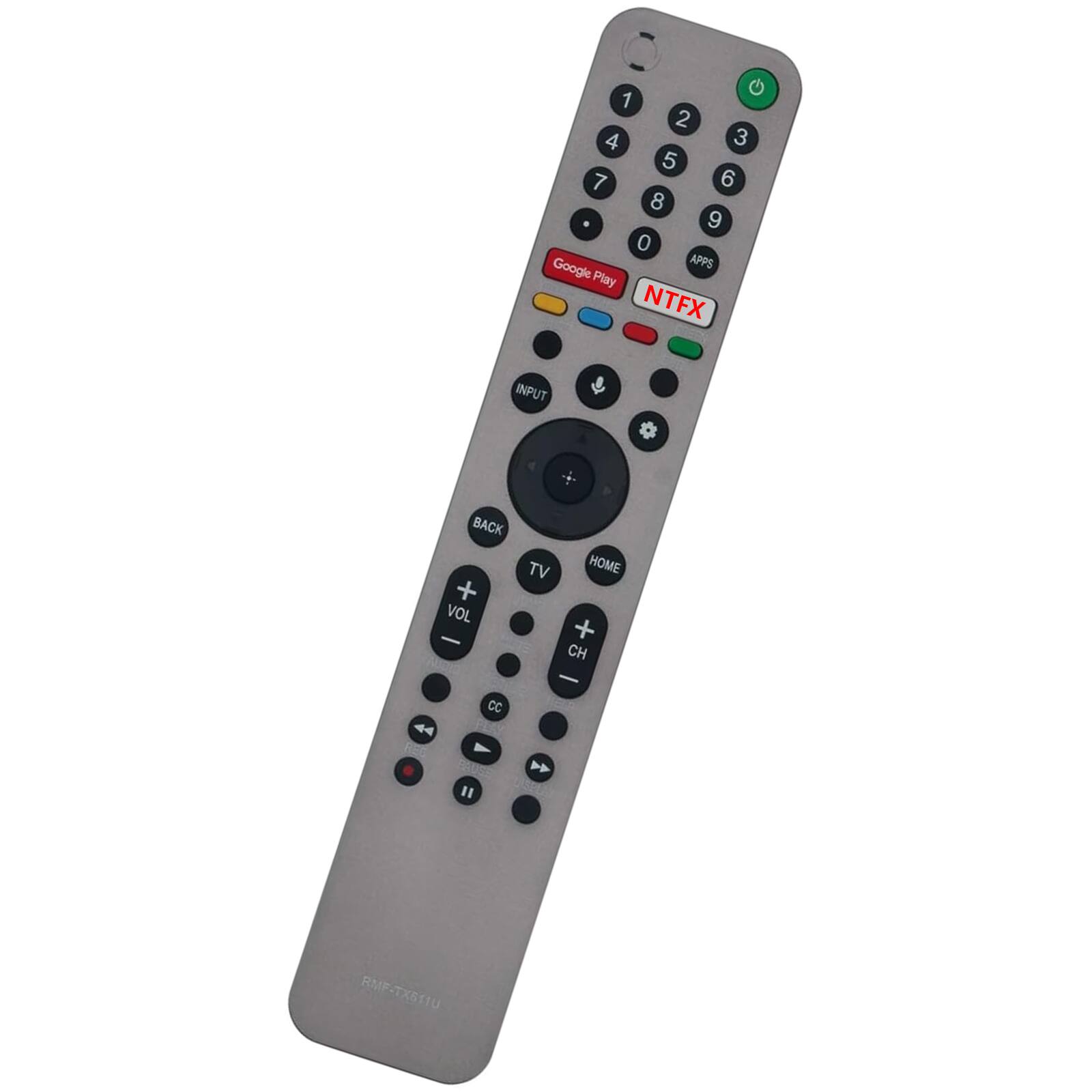 1 2 3 4 5 6 7 8 9 0 Google Play NTFX INPUT BACK + VOL - CC 44 TV HOME + CH " RME-TX811U