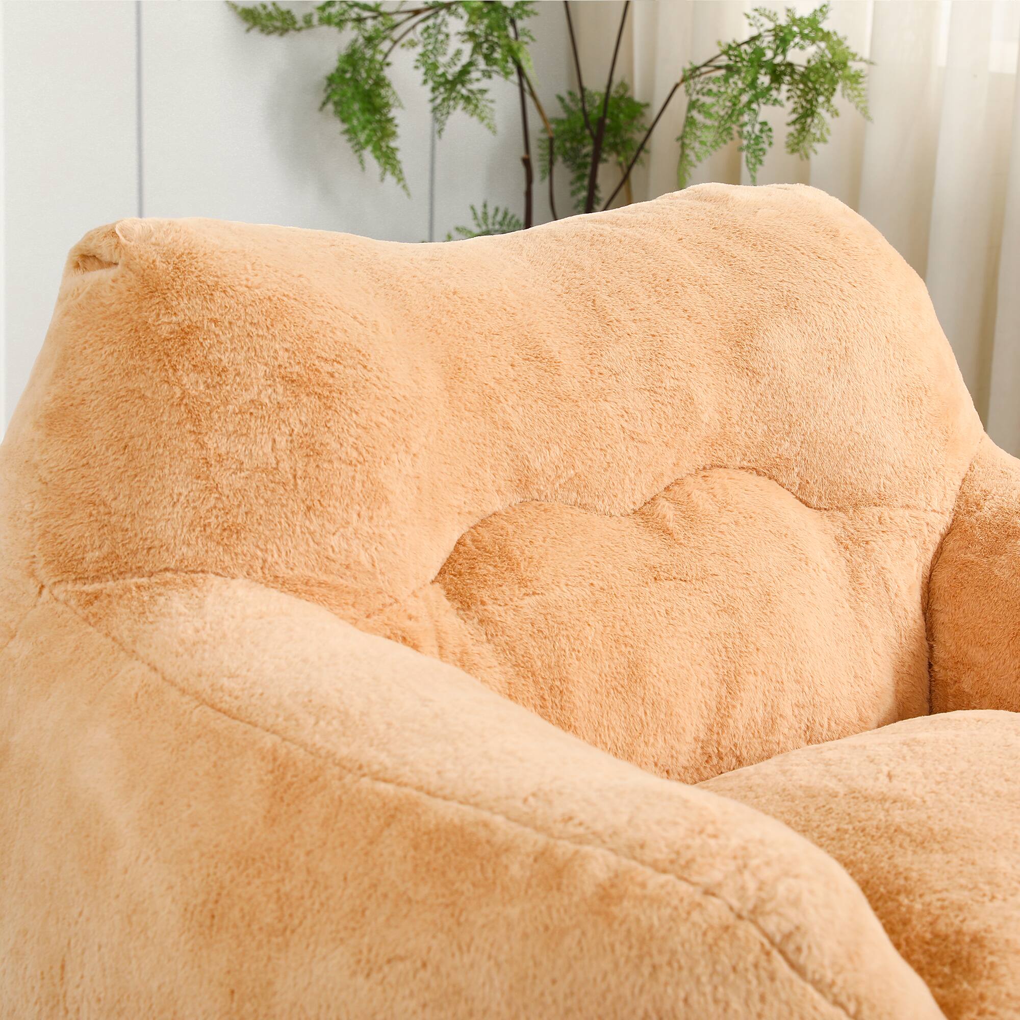 Alt View 2. GOODSILO - Bean Bag Chair Sofa with Armrests - Stuffed High-Density Foam, Lazy Comfy Seating for Adults in Living Room, Bedroom - Brown.