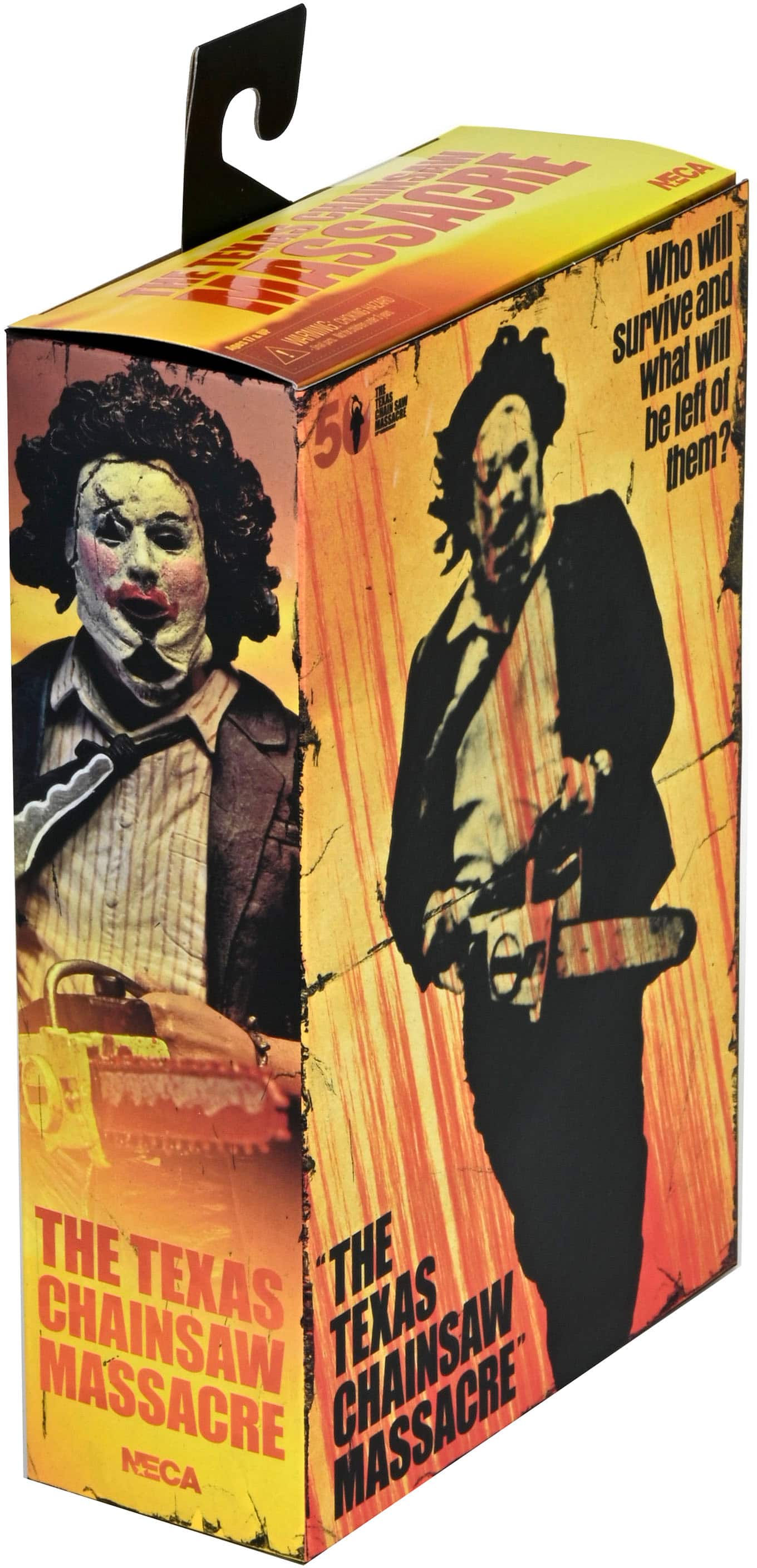 The Texas Chainsaw Massacre Mega Box Set by NECA contains a collection of horror memorabilia, including a Leatherface figure, a chainsaw, and a book. The box set is designed to resemble a VHS tape, and it features a cover with a creepy clown and a chainsaw. The set is meant to be a fun and scary addition to any horror fan's collection.