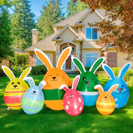 CAMULAND - 6.8FT Easter Inflatables Outdoor Decorations with Built-in LED Lights - Multicolor