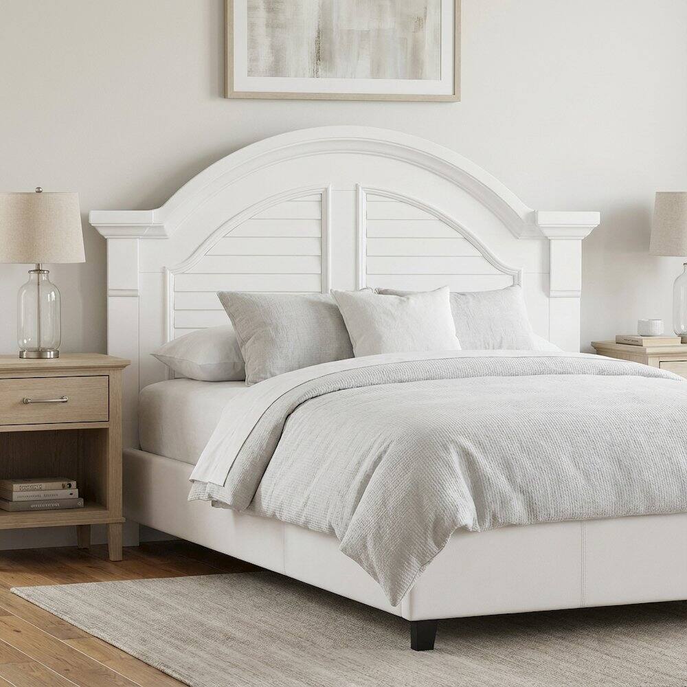 Alt View 2. Starlight Canyon Home - Oyster White Headboard with Solid and Manufactured Wood Frame for Bedroom - White.