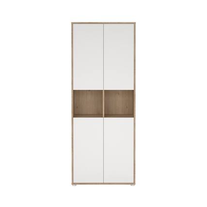 Front. Tvilum - 6 Shelf Boockase with 4 Doors, Home Office Storage - Brown.