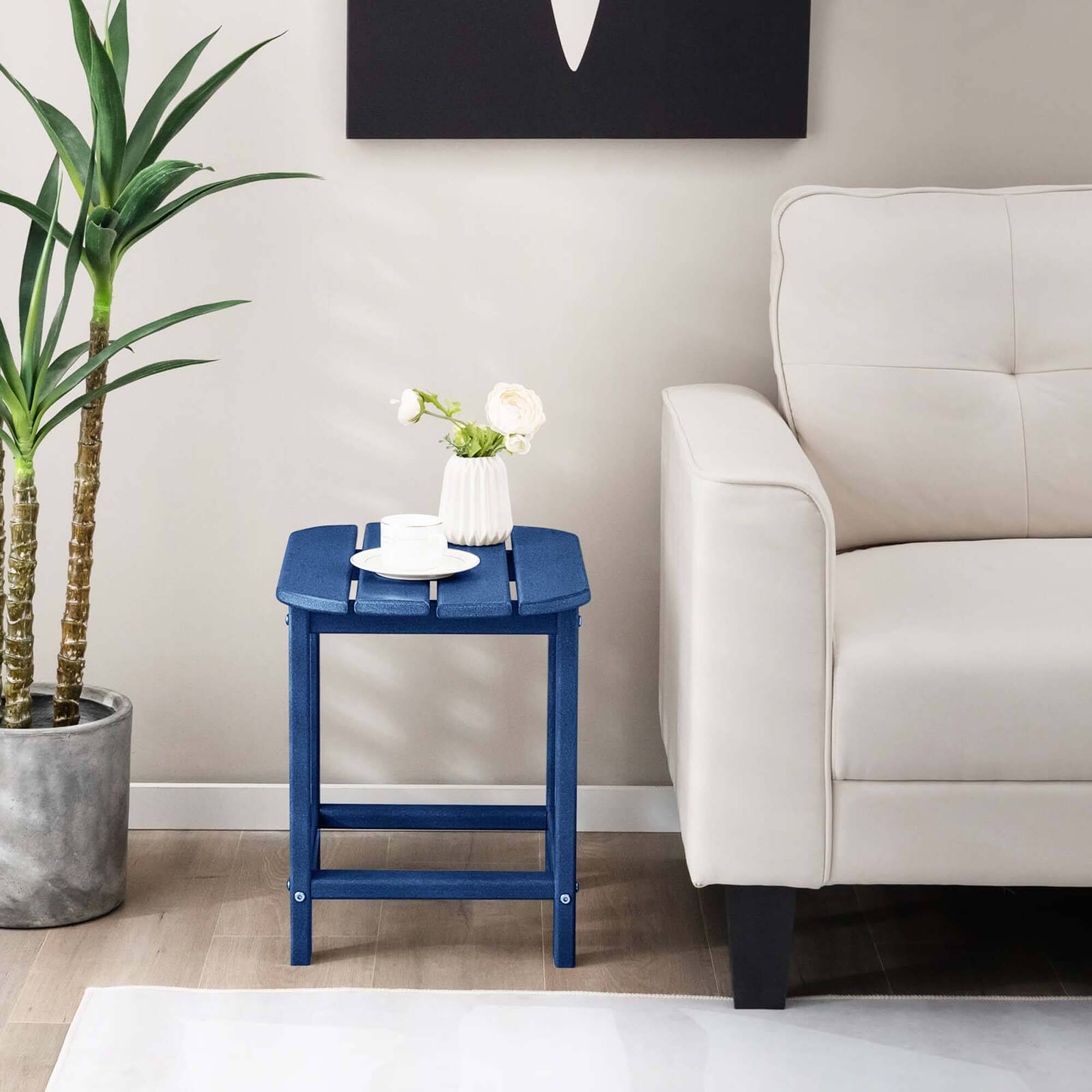 Alt View 4. Costway - 18" Patio Adirondack Side Table Weather Resistant HDPE Garden - Navy.