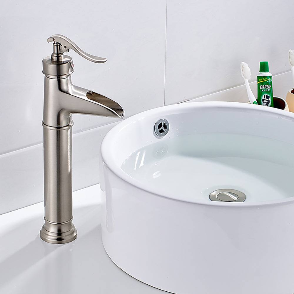 Alt View 1. Boyel Living - Single Hole Single Handle High Waterfall Bathroom Faucet in Brushed Nickel Easy to Install Durable and Modern - Brushed Nickel.