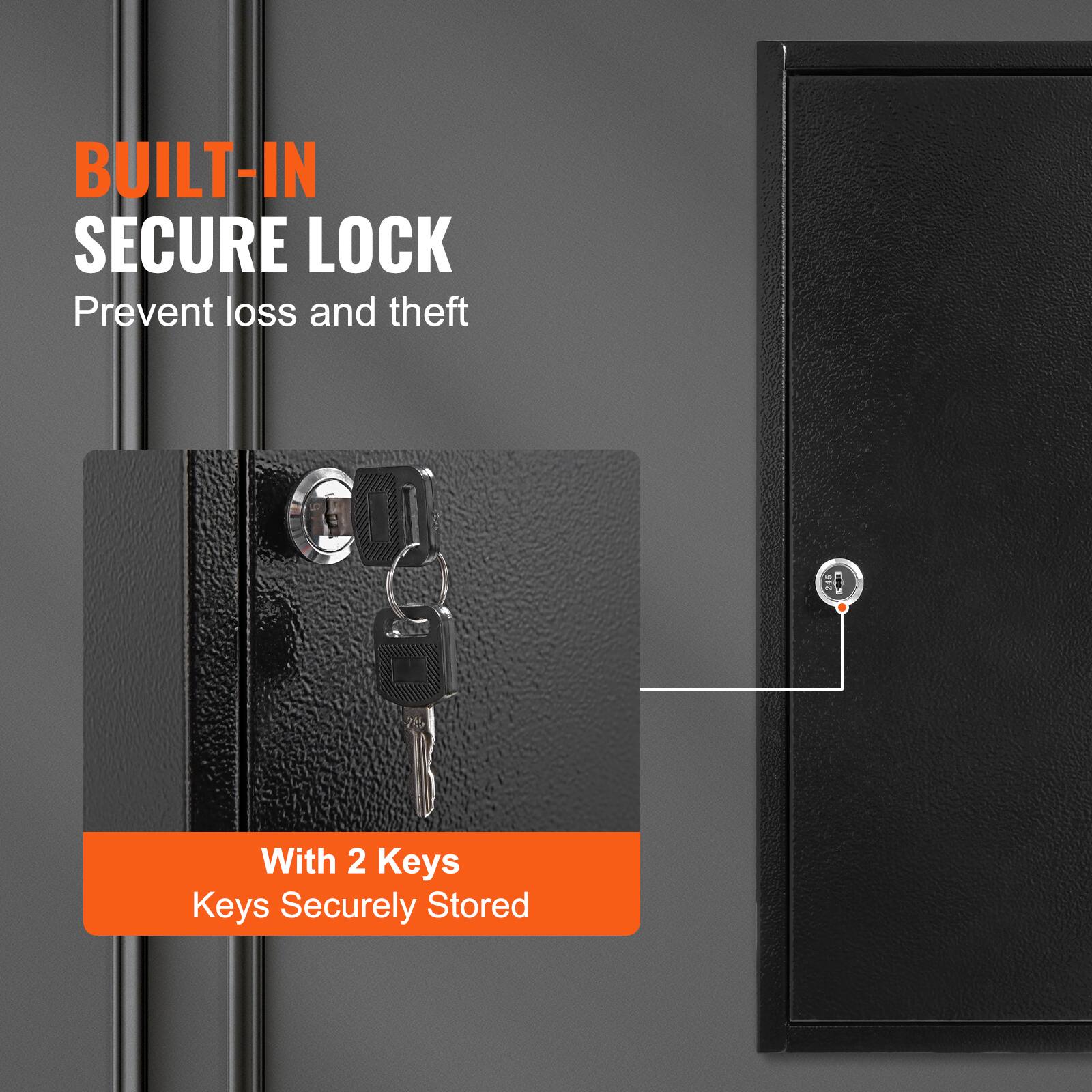 BUILT-IN SECURE LOCK  
Prevent loss and theft  

With 2 Keys  
Keys Securely Stored