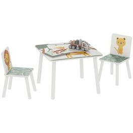 Qaba - 3-Piece Toddler Table and Chair Set, Kids Set w/Star Pattern, for 3-8, Bedroom, Nursery, Playroom - Green
