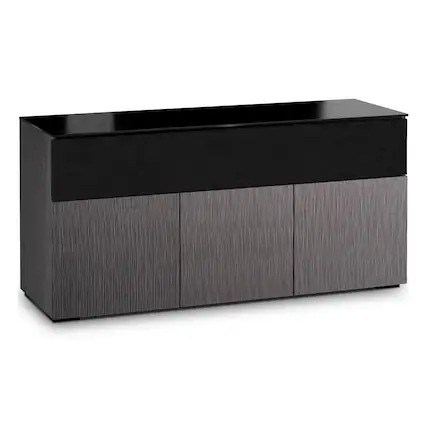 Front. Salamander Designs - Salamander Designs Chameleon Collection Seattle 339 Triple Speaker Integrated Cabinet (Gray Oak with Black Glass) - Black/Gray.