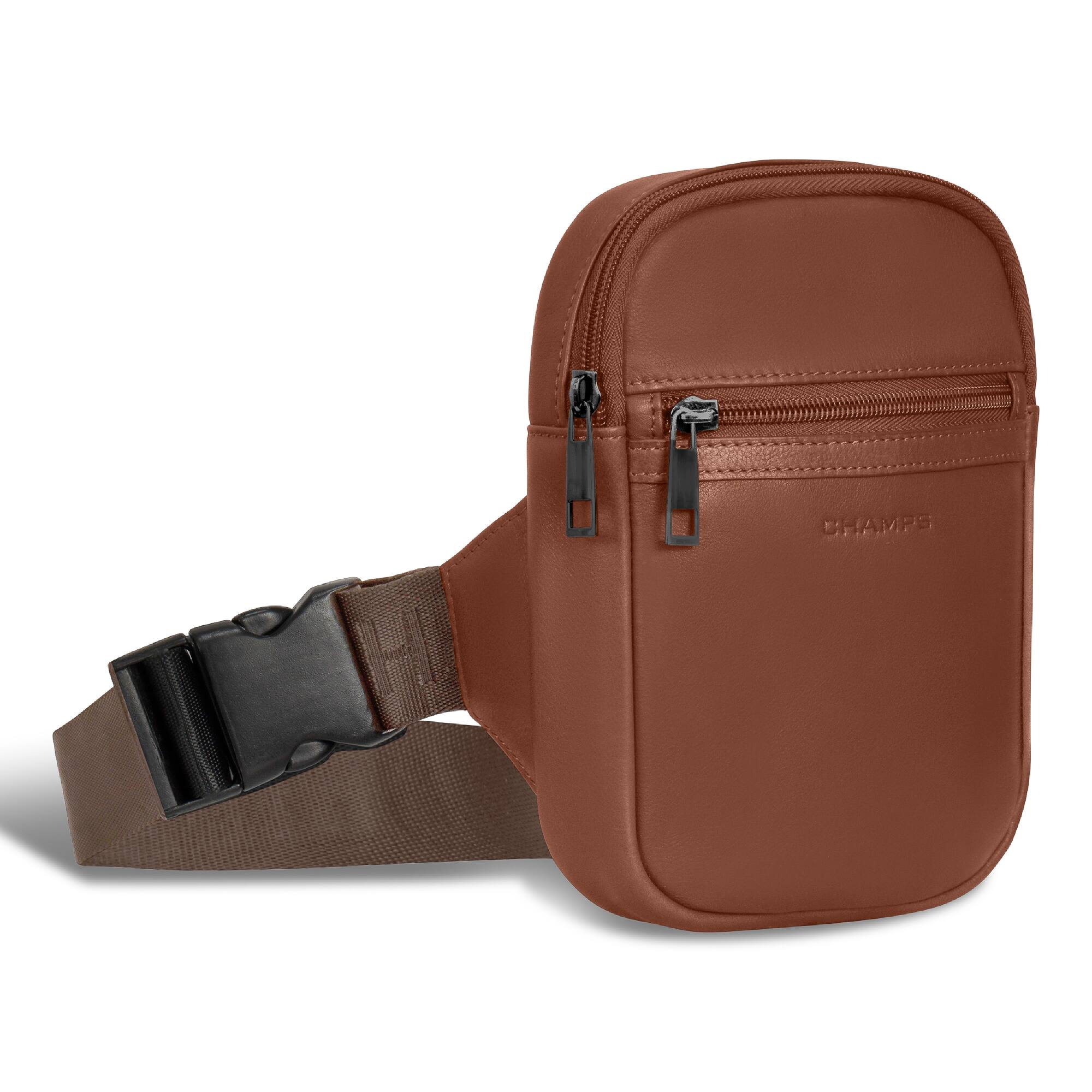 Champs Onyx Collection Leather Holster Crossbody Bag Brown OB-407