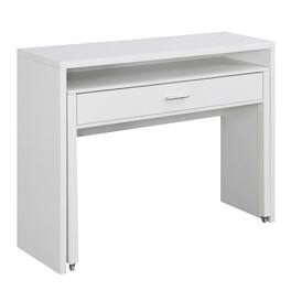 FurniFact - Office Desk with Sliding Drawer, Riser, and Spacious Honeycomb Design - White