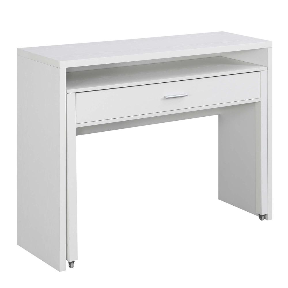 FurniFact - Office Desk with Sliding Drawer, Riser, and Spacious Honeycomb Design - White