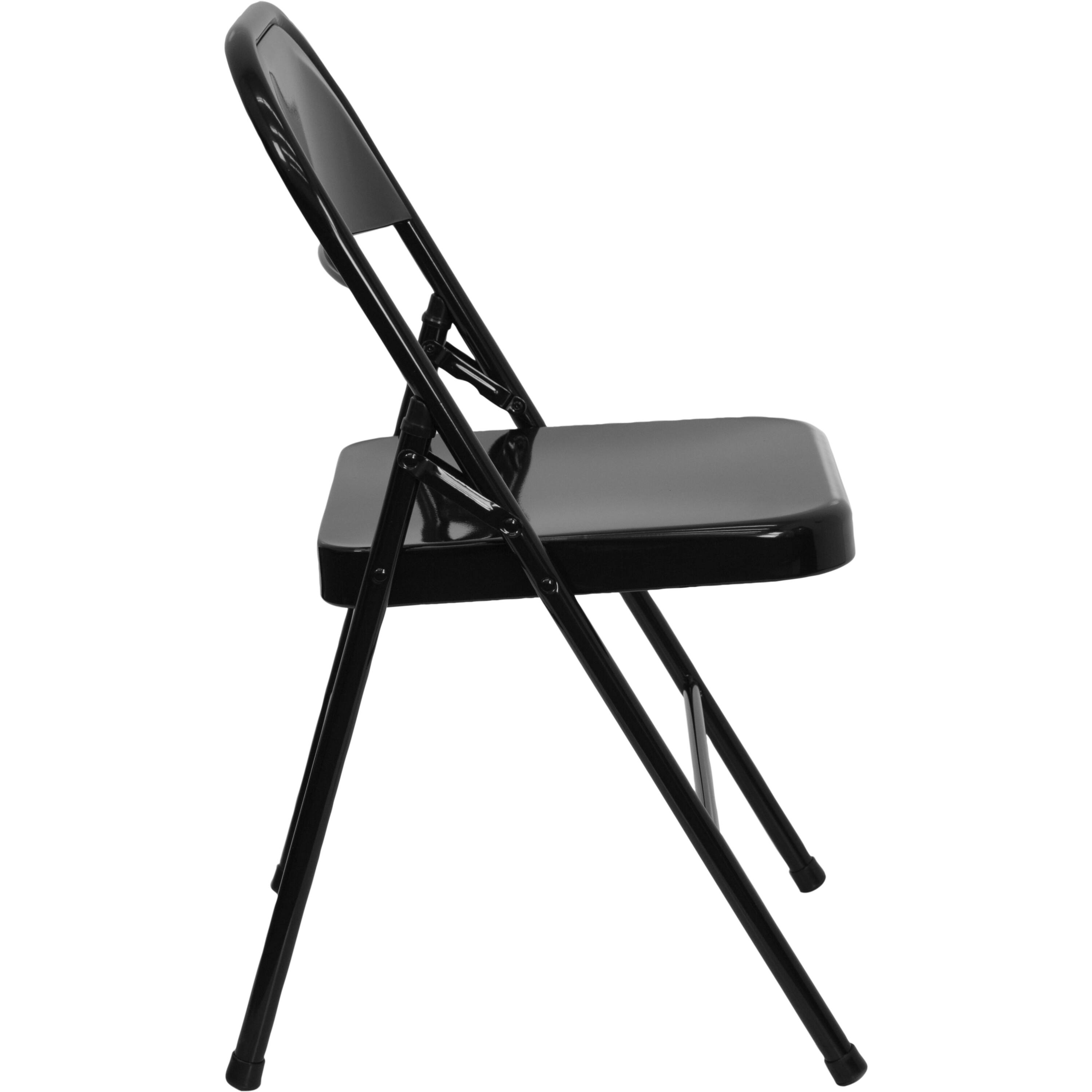 Alt View 7. Emma + Oliver - 4 Pack Triple Braced & Double Hinged Metal Folding Chair - Black.