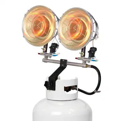 Front. VEVOR - Propane Tank Top Heater, 30000 BTU Rapid Heating 180-Degree Infrared Radiant Tank Top Gas Heater, 3 Heat Settings - Silver.