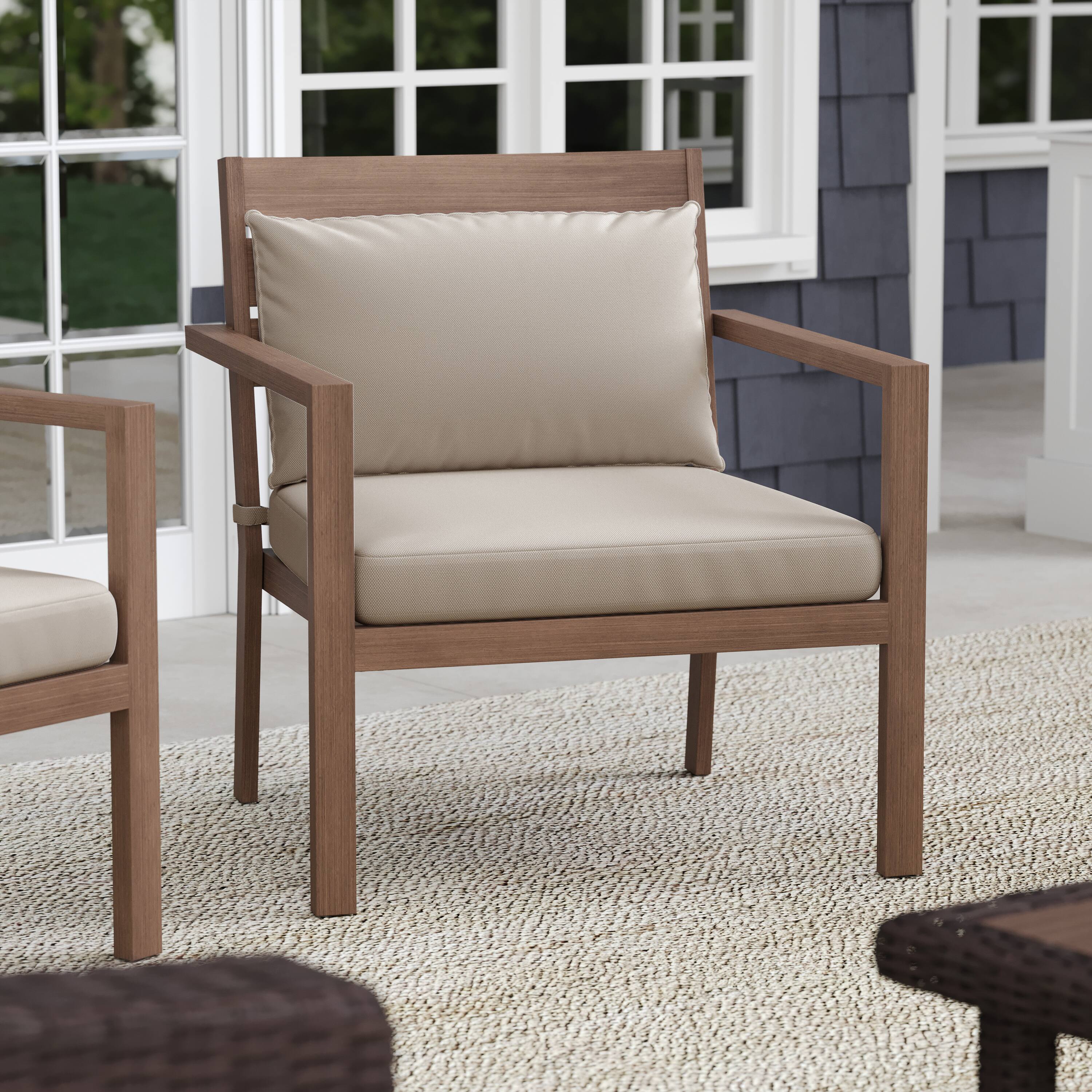 Alt View 1. Martha Stewart - Bedford 2PK All-Weather Patio Accent Chairs with Seat and Lumbar Cushions - Brown.
