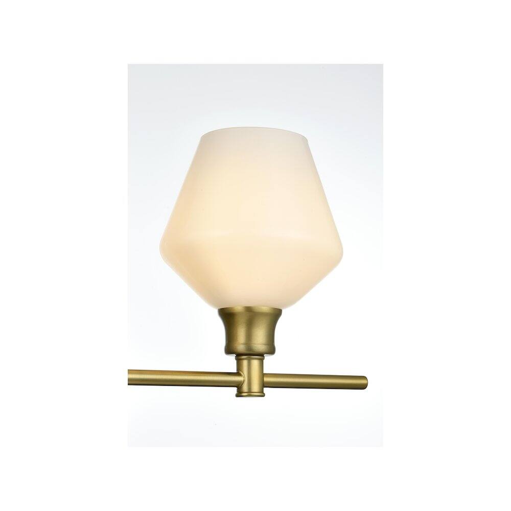 Alt View 1. Living District - Gene 5 Light Satin Gold and Frosted White Glass Wall Sconce - Satin Gold.