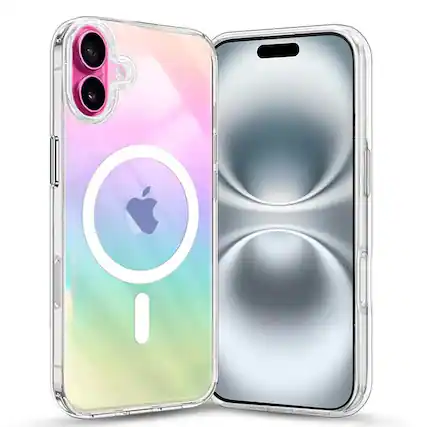 Front. Entronix - Entronix Magnetic Case for iPhone 17 - Holo Rainbow Clear, Stylish and Protective - Holo Rainbow Clear.