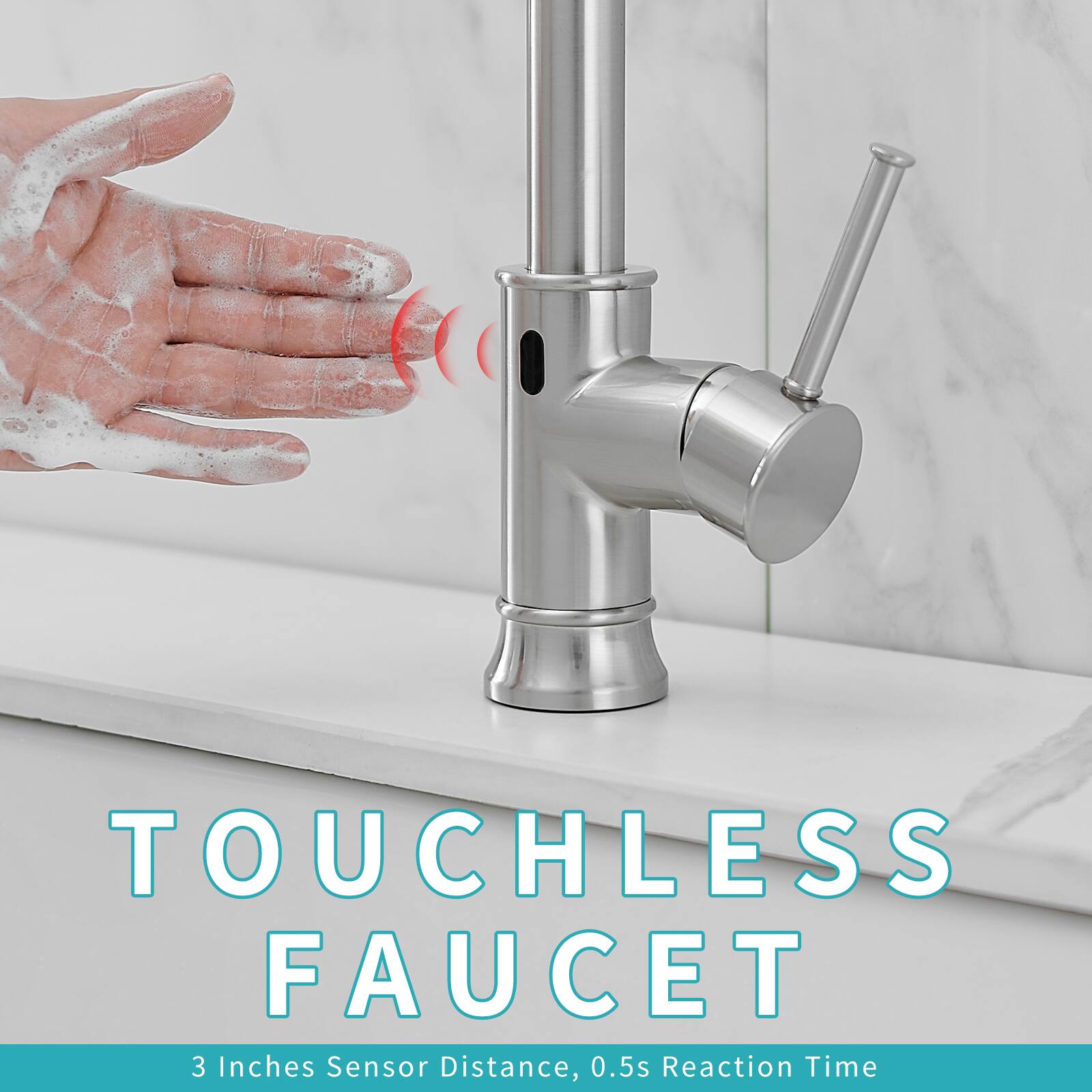 TOUCHLESS FAUCET

3 Inches Sensor Distance, 0.5s Reaction Time