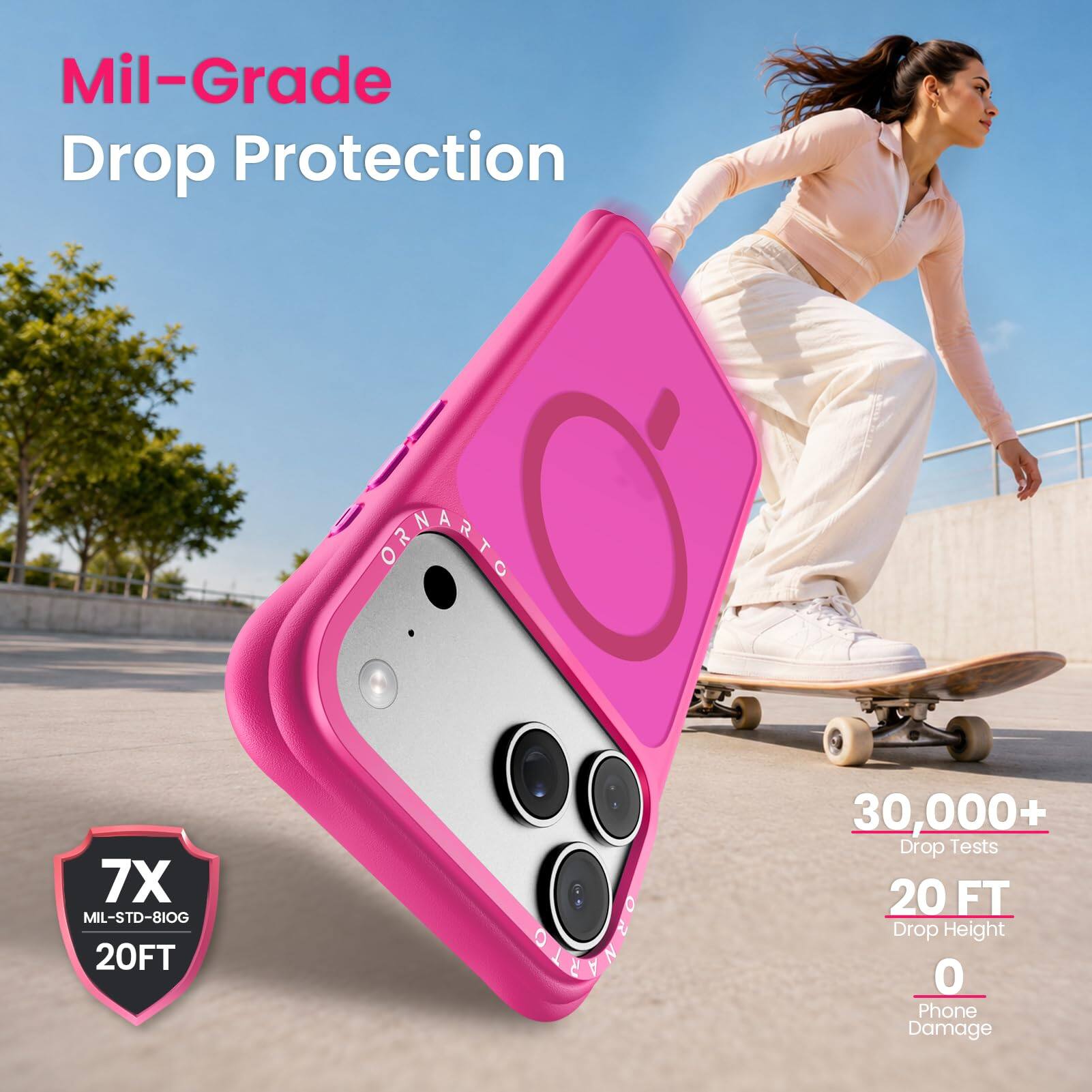 Mil-Grade Drop Protection

7X MIL-STD-810G 20FT

30,000+ Drop Tests

20 FT Drop Height

0 Phone Damage