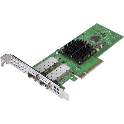 Front. Broadcom - Broadcom P225P - 2 x 25/10G PCIe NIC - PCI Express 3.0 x8 - 2 Port(s) - Optical Fiber - 25GBase-X, 10GBase-X, 1000Base-X - Black.