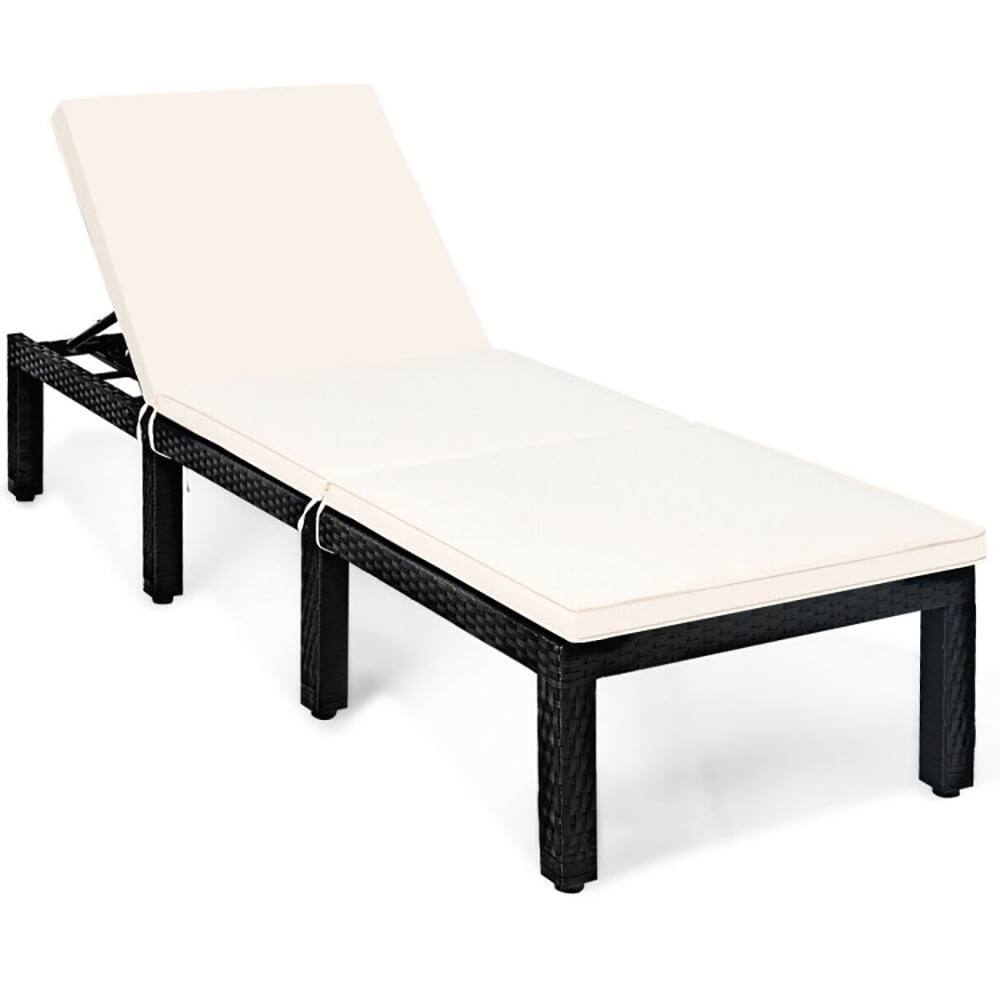 Alt View 2. Kadyn - Outdoor Chaise Lounge Chair, Patio Rattan Lounge Chair Chaise Couch Cushioned Height Adjustable-White - White.