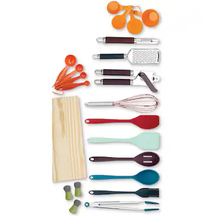 Front. Tools of the Trade - 22 Piece Kitchen Gadget Set with Tongs, Whisk, Measuring Spoons, Cups, and More 11337078 - Multicolor.