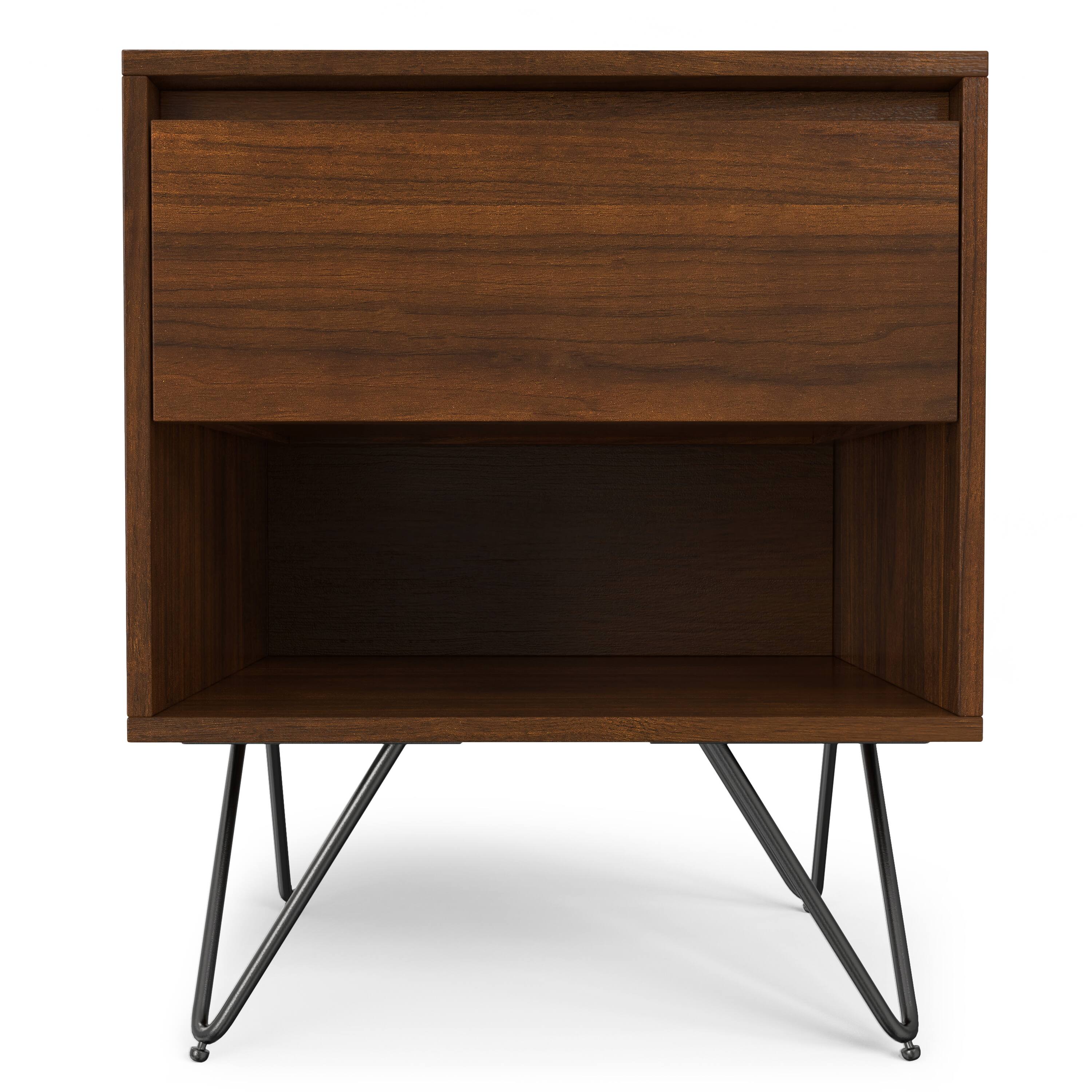 Left. Simpli Home - Simpli Home Hunter 20 inch Wide Nightstand in Walnut Veneer - Walnut.