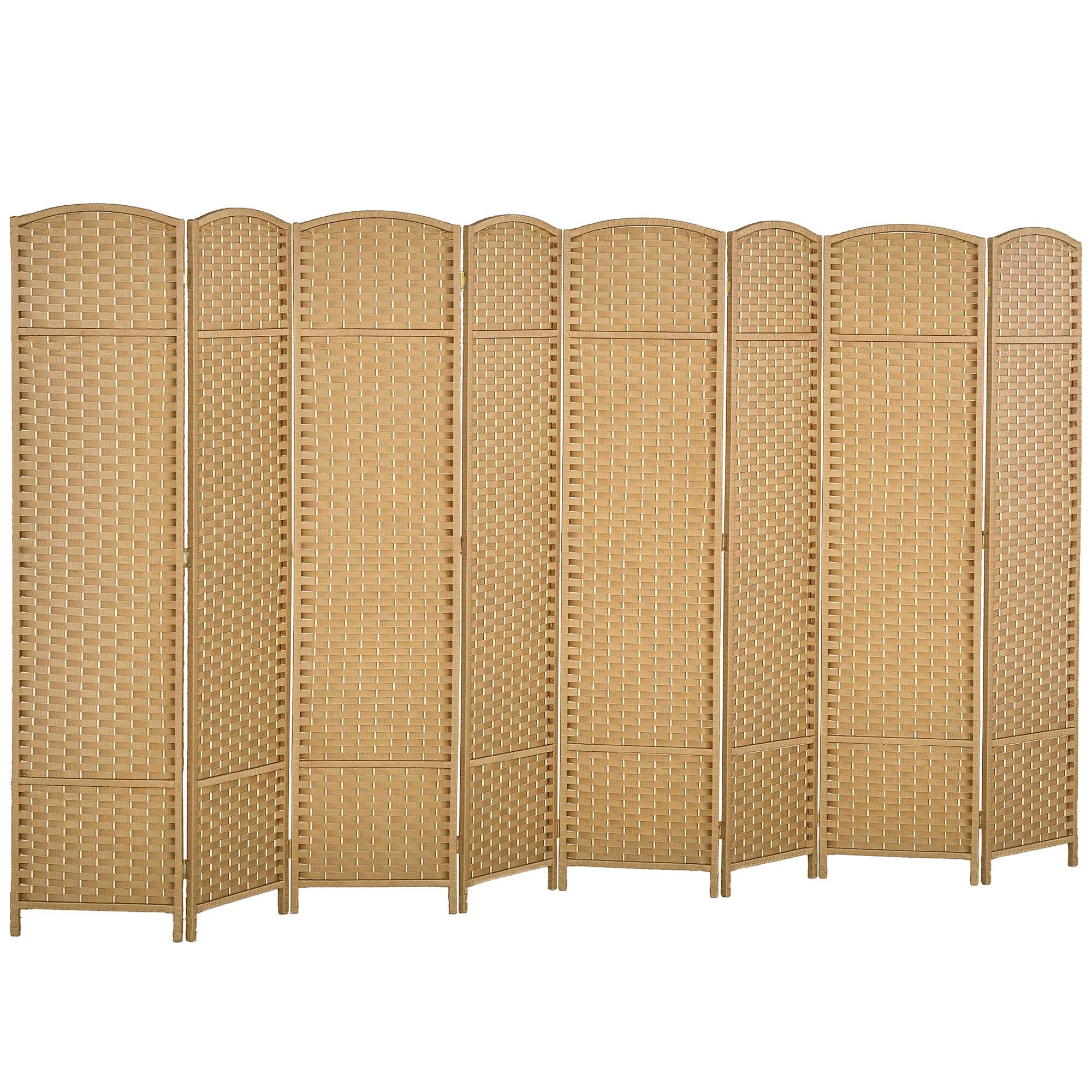 Front. Homcom - Room Divider Screen 8 Panel 5.6 ' Tall Privacy Screen Freestanding Room Partition for Home Office - Natural wood.