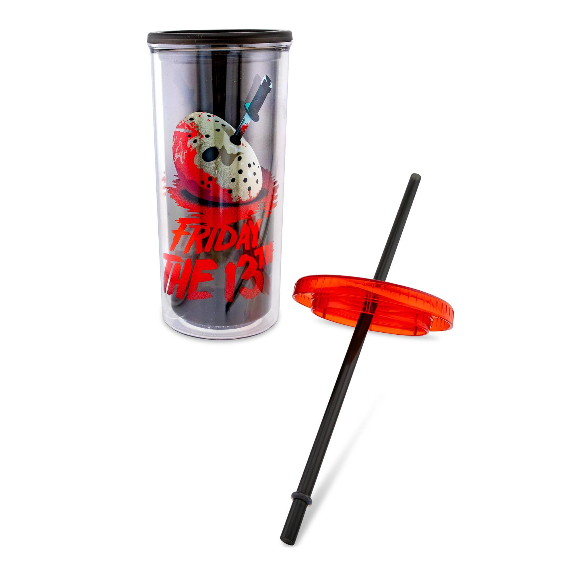 Alt View 1. Silver Buffalo - Friday the 13th: The Final Chapter Cold Cup With Lid and Straw | Holds 20 Ounces - Red.