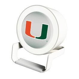 Keyscaper - Miami Hurricanes Linen Print Nightlight Charger & Bluetooth Speaker - White