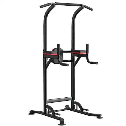 Front. Ainfox - Ainfox Power Tower Dip Station Pull-Up Bar for Home GymStrength Training Equipment for Pull-Ups, Dips, Push-Ups - black.