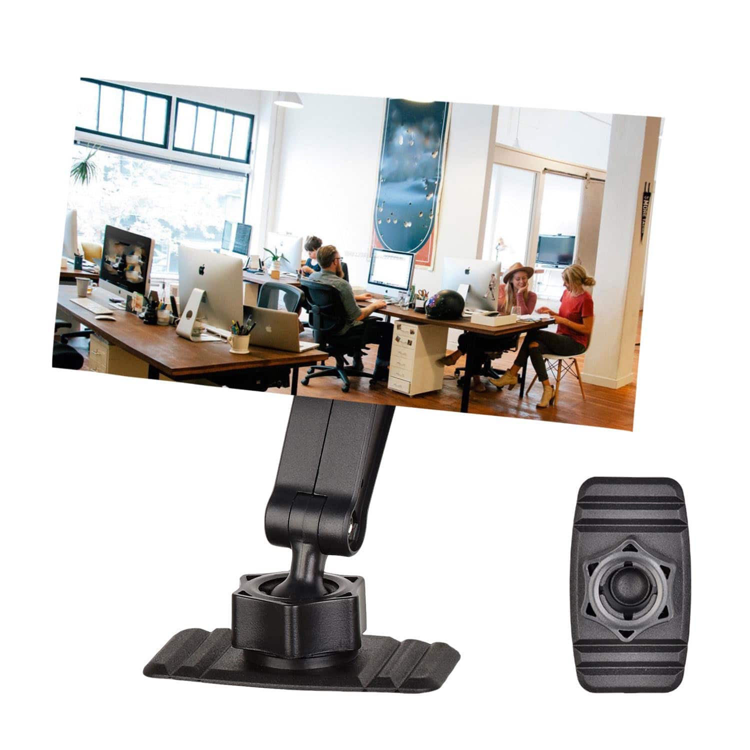 Stamp n Camp - Acrylic Stick-On Security Mirror, Wide Angle Convex Rear View Mirror for Cubicle Desk Computer PC Monitor to See Behind - length  19 X width 8