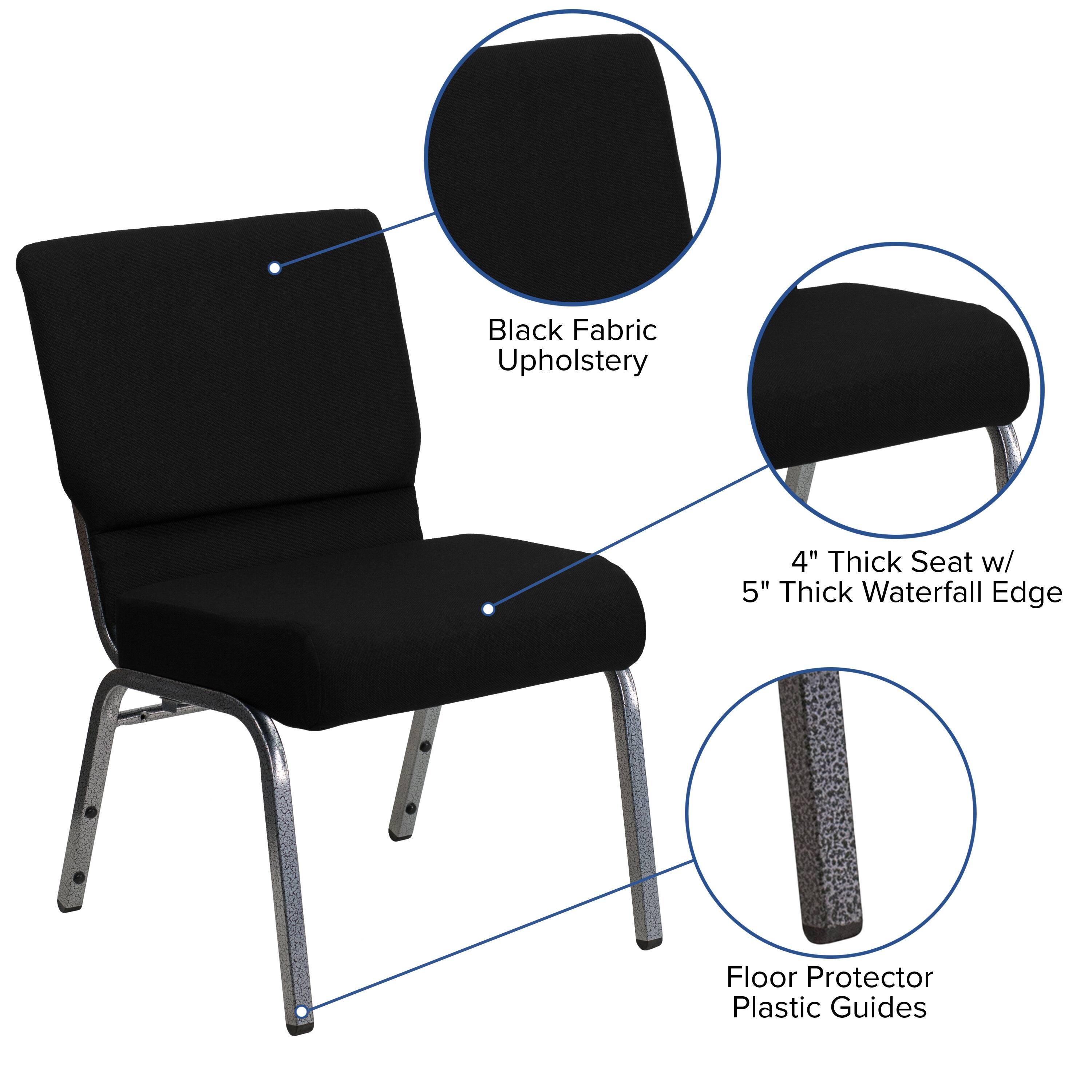 Black Fabric Upholstery  
4" Thick Seat w/ 5" Thick Waterfall Edge  
Floor Protector Plastic Guides