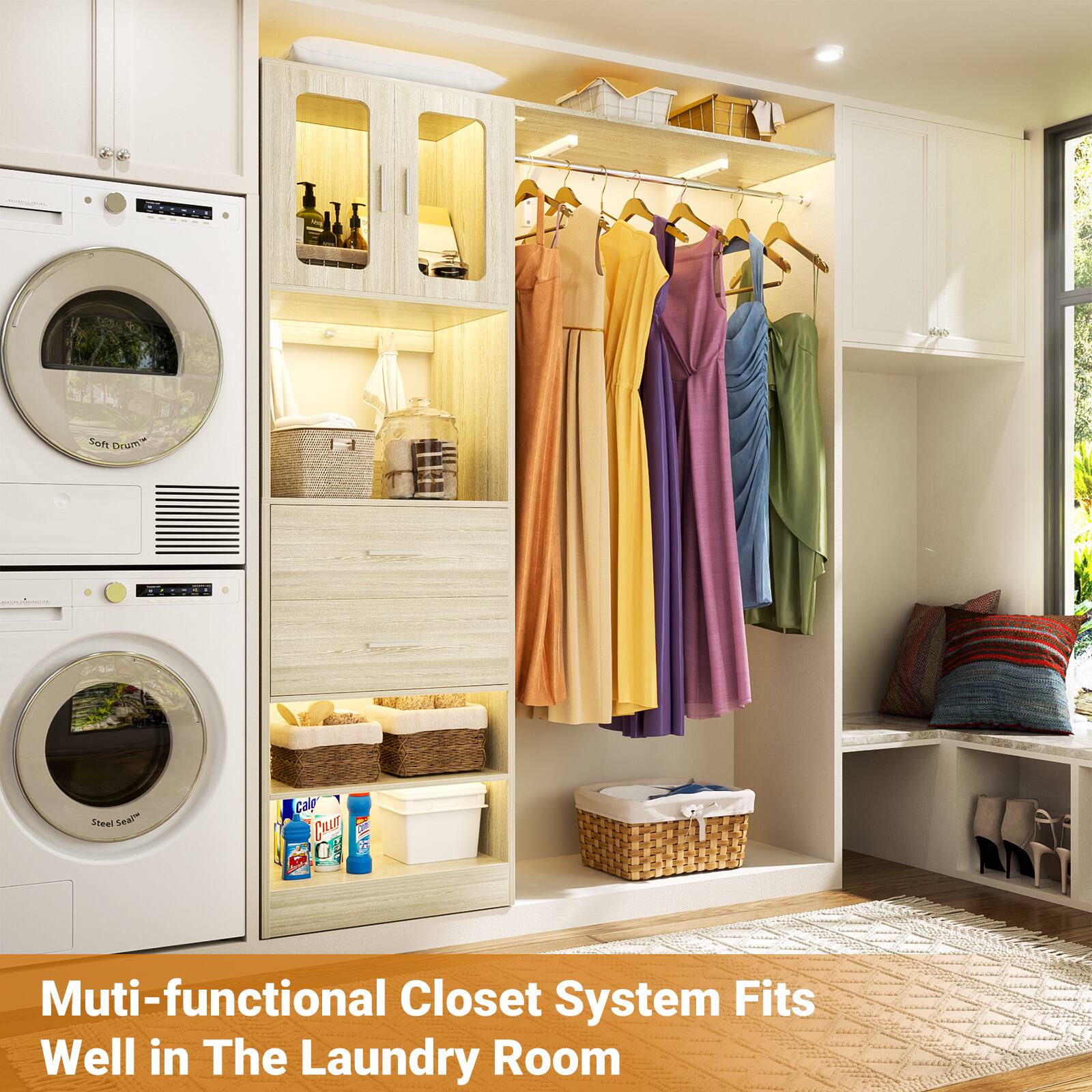 Multi-functional Closet System Fits Well in The Laundry Room