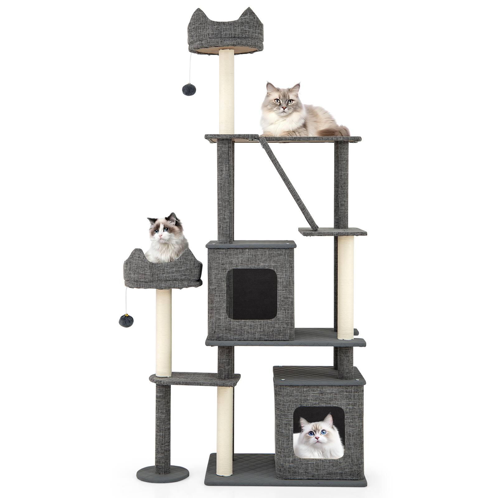 Alt View 9. Gymax - Gymax 71'' Tall Cat Tree for Indoor Cats Modern Multi-Level Cat Tower Activity Center.